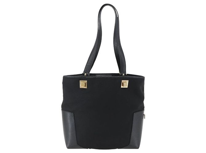 Borsa Tote Salvatore Ferragamo in tela nera e oro Auth bs33228 Nero D'oro - vista 2