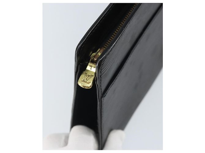 LOUIS VUITTON Pochette Uomo Epi Borsa a Mano Nera M52522 LV Auth 171980 Nero - vista 8