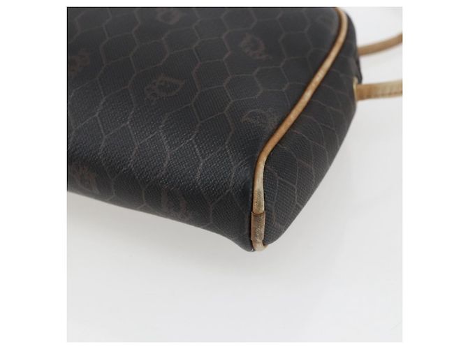 Borsa a spalla in tela a nido d'ape PVC nera e oro Christian Dior Auth ti3760 Nero D'oro - vista 10