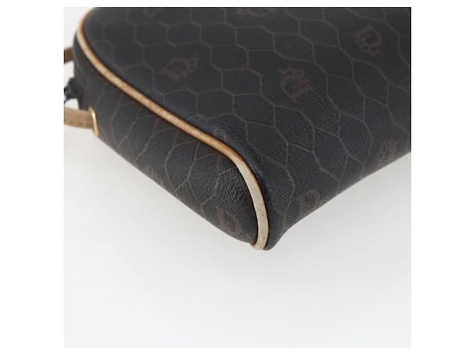 Borsa a spalla in tela a nido d'ape PVC nera e oro Christian Dior Auth ti3760 Nero D'oro - vista 11