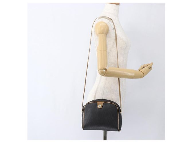 Borsa a spalla in tela a nido d'ape PVC nera e oro Christian Dior Auth ti3760 Nero D'oro - vista 19