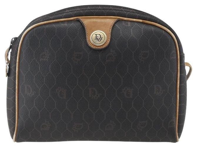 Borsa a spalla in tela a nido d'ape PVC nera e oro Christian Dior Auth ti3760 Nero D'oro - vista 2