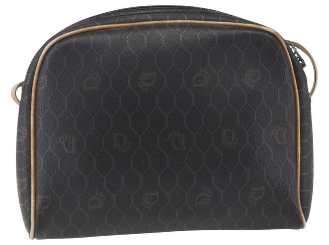 Borsa a spalla in tela a nido d'ape PVC nera e oro Christian Dior Auth ti3760 Nero D'oro - vista 3