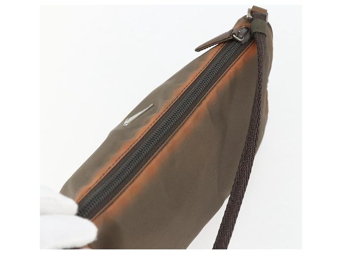 PRADA Accessory Pouch Nylon Brown Auth bs33343 - view 6