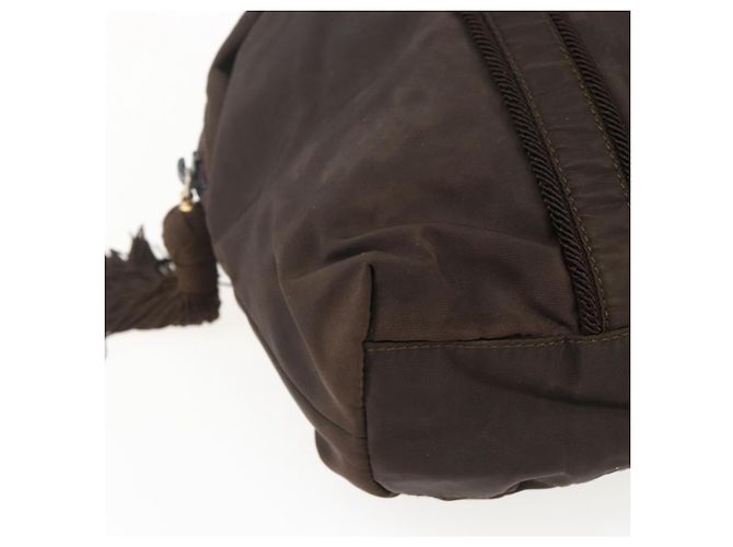 Borsa a Spalla PRADA in Nylon Marrone Oro Auth bs33239 D'oro - vista 11