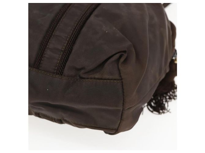 Borsa a Spalla PRADA in Nylon Marrone Oro Auth bs33239 D'oro - vista 12