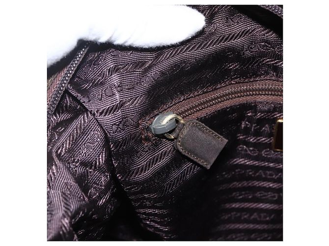 Borsa a Spalla PRADA in Nylon Marrone Oro Auth bs33239 D'oro - vista 19
