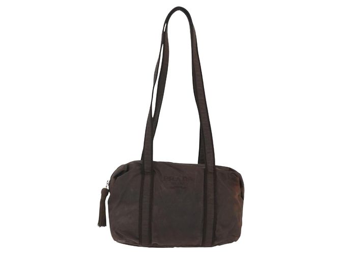 Borsa a Spalla PRADA in Nylon Marrone Oro Auth bs33239 D'oro - vista 2