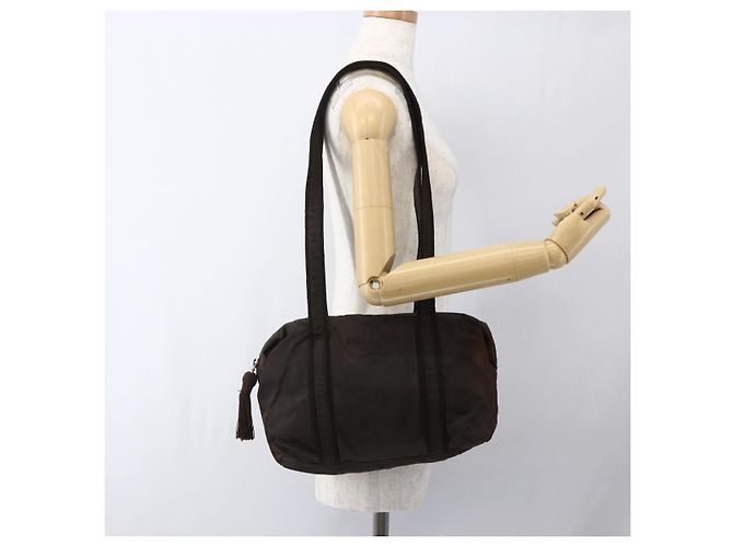 Borsa a Spalla PRADA in Nylon Marrone Oro Auth bs33239 D'oro - vista 22