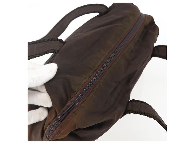 Borsa a Spalla PRADA in Nylon Marrone Oro Auth bs33239 D'oro - vista 6