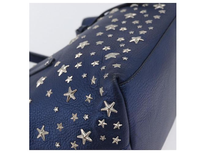 Jimmy Choo Borsa Tote in Pelle Blu Argento Auth BA10728 - vista 10