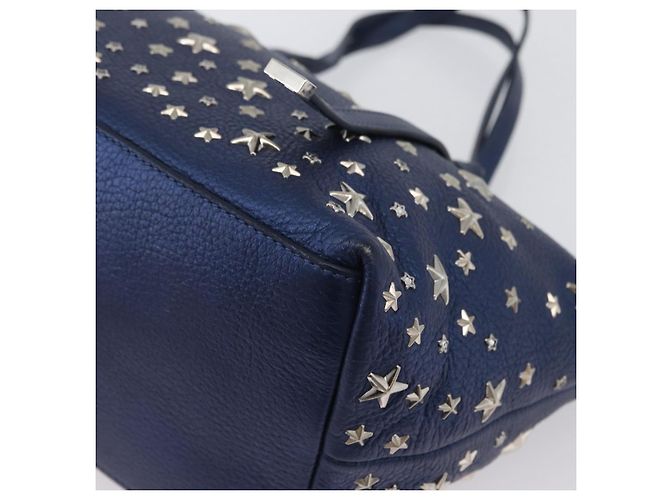 Jimmy Choo Borsa Tote in Pelle Blu Argento Auth BA10728 - vista 11