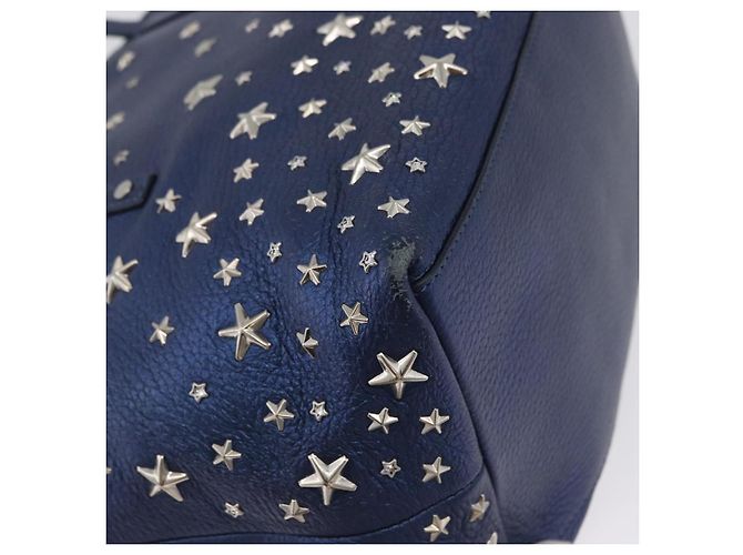 Jimmy Choo Borsa Tote in Pelle Blu Argento Auth BA10728 - vista 12