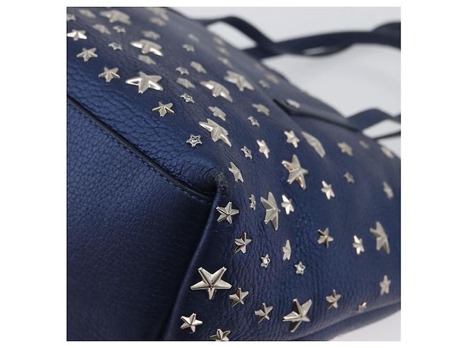 Jimmy Choo Borsa Tote in Pelle Blu Argento Auth BA10728 - vista 13