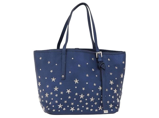 Jimmy Choo Borsa Tote in Pelle Blu Argento Auth BA10728 - vista 2