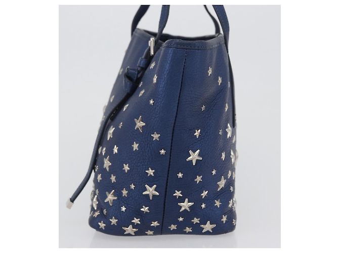 Jimmy Choo Borsa Tote in Pelle Blu Argento Auth BA10728 - vista 4