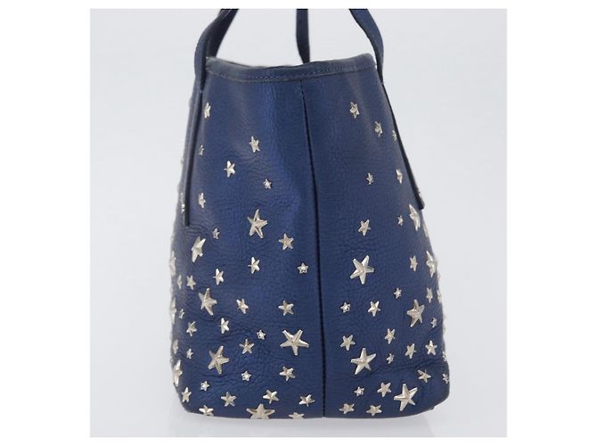 Jimmy Choo Borsa Tote in Pelle Blu Argento Auth BA10728 - vista 5