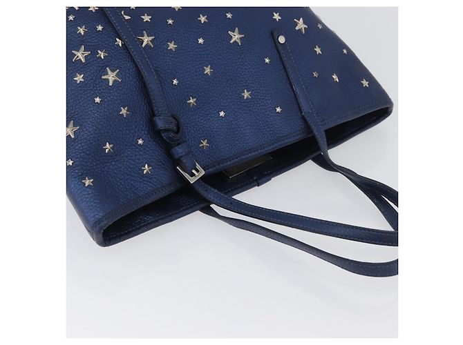 Jimmy Choo Borsa Tote in Pelle Blu Argento Auth BA10728 - vista 6