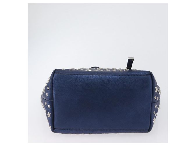 Jimmy Choo Borsa Tote in Pelle Blu Argento Auth BA10728 - vista 9