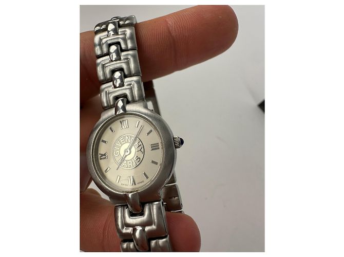 Vintage Givenchy Quarz Uhr Silber Weiß - Ansicht 10