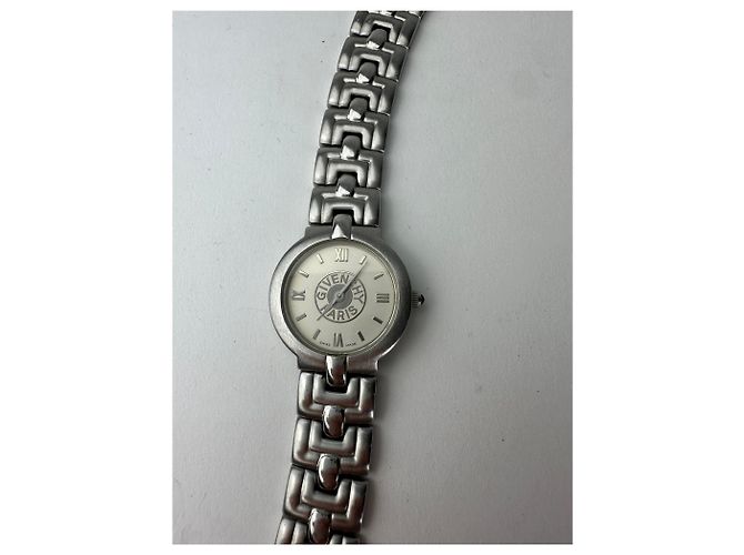 Vintage Givenchy Quarz Uhr Silber Weiß - Ansicht 2