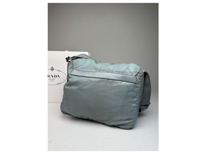 Vintage Prada hellblaues Polyester-Crossbody-Bag Silber - Ansicht 10