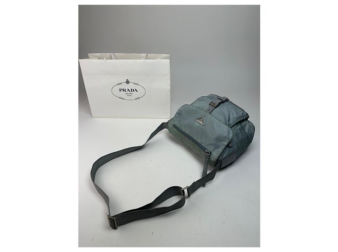 Vintage Prada hellblaues Polyester-Crossbody-Bag Silber - Ansicht 11