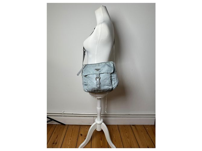 Vintage Prada hellblaues Polyester-Crossbody-Bag Silber - Ansicht 4