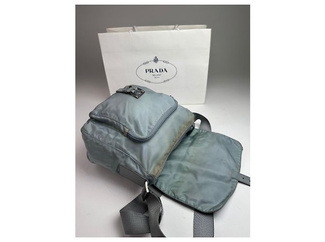 Vintage Prada hellblaues Polyester-Crossbody-Bag Silber - Ansicht 7