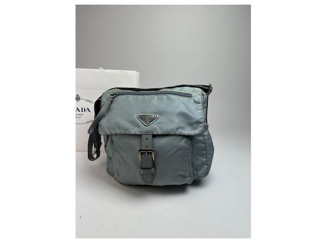 Vintage Prada hellblaues Polyester-Crossbody-Bag Silber - Ansicht 8