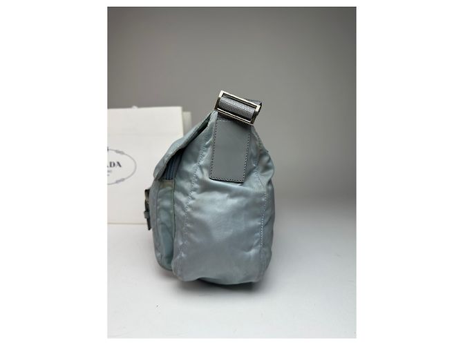 Vintage Prada hellblaues Polyester-Crossbody-Bag Silber - Ansicht 9