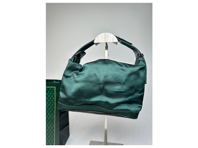 Vintage Gucci Polyester Leder Handtasche Grün - Ansicht 2