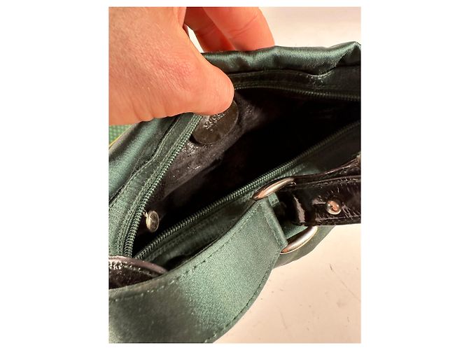 Vintage Gucci Polyester Leder Handtasche Grün - Ansicht 3
