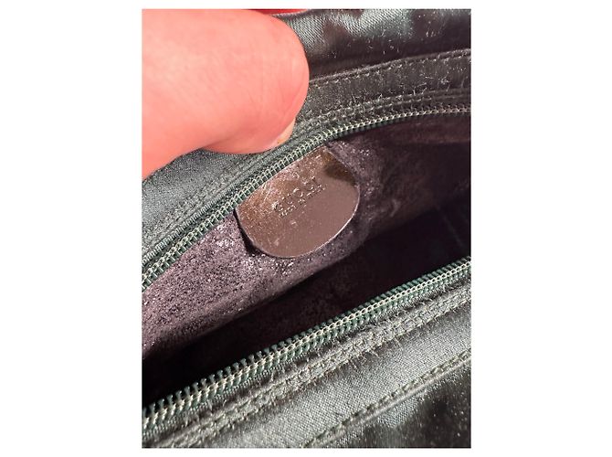 Vintage Gucci Polyester Leder Handtasche Grün - Ansicht 4