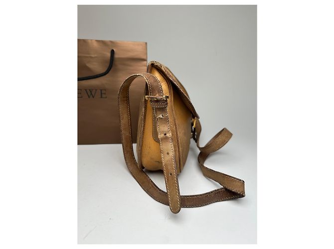 Vintage Loewe Anagram Leder Umhängetasche Braun Kamel - Ansicht 11