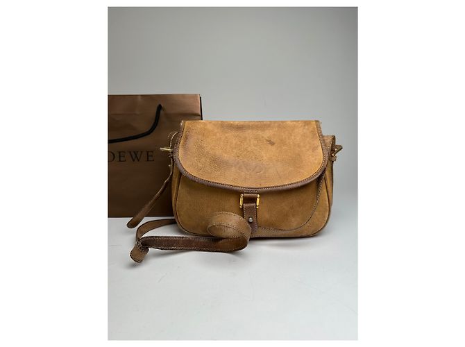 Vintage Loewe Anagram Leder Umhängetasche Braun Kamel - Ansicht 13