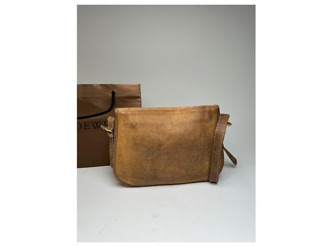 Vintage Loewe Anagram Leder Umhängetasche Braun Kamel - Ansicht 14