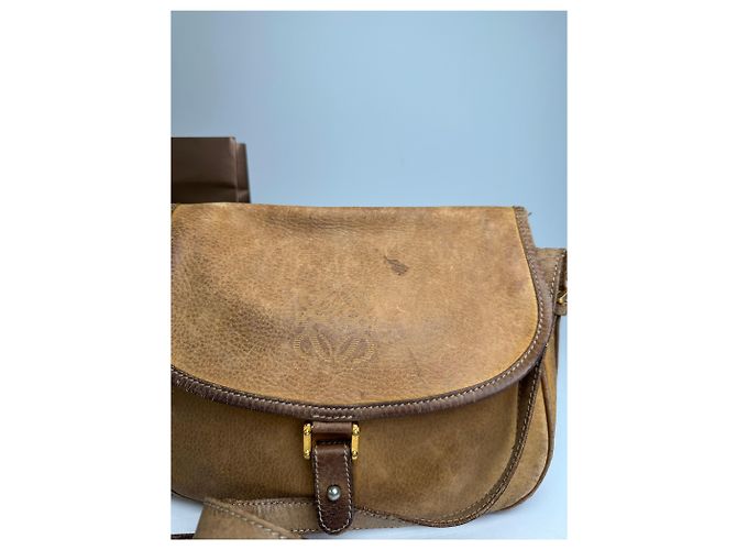 Vintage Loewe Anagram Leder Umhängetasche Braun Kamel - Ansicht 6