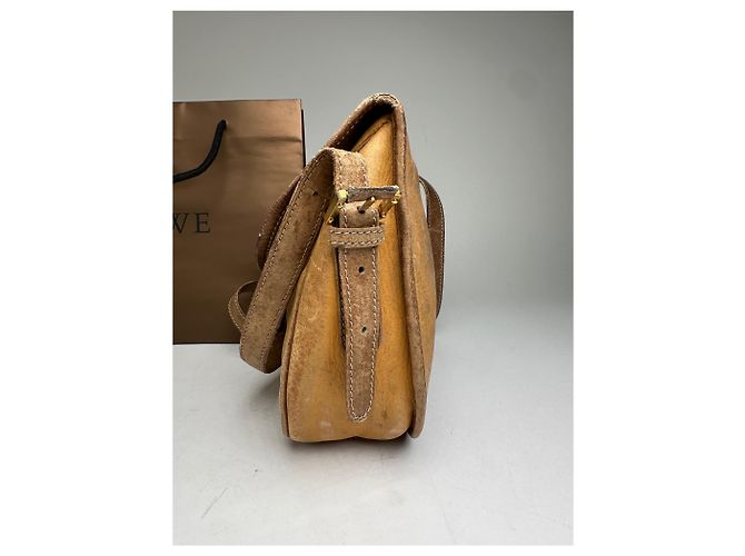 Vintage Loewe Anagram Leder Umhängetasche Braun Kamel - Ansicht 9