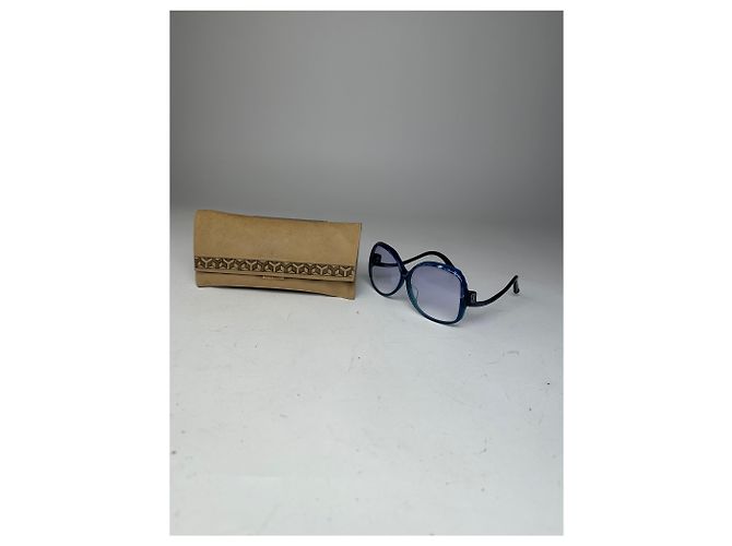 Vintage Yves Saint Laurent Übergroße Sonnenbrille Blau - Ansicht 12