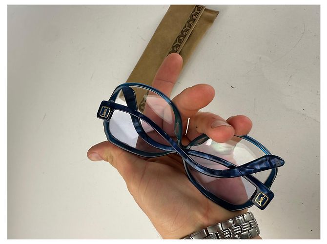 Vintage Yves Saint Laurent Übergroße Sonnenbrille Blau - Ansicht 5