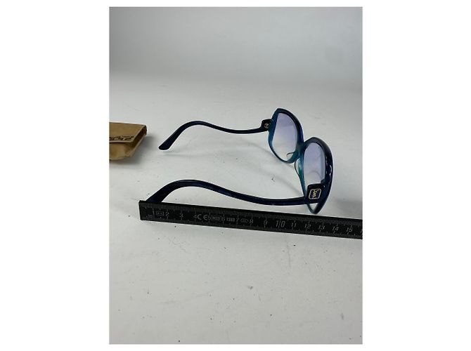 Vintage Yves Saint Laurent Übergroße Sonnenbrille Blau - Ansicht 9