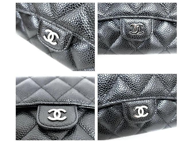 Chanel Zeitlose gesteppte Geldbörse mit Gussetklappe Schwarz - Ansicht 10