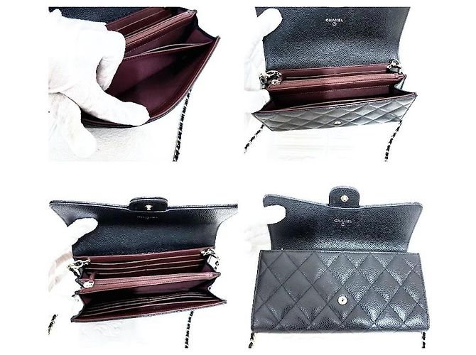 Chanel Zeitlose gesteppte Geldbörse mit Gussetklappe Schwarz - Ansicht 12