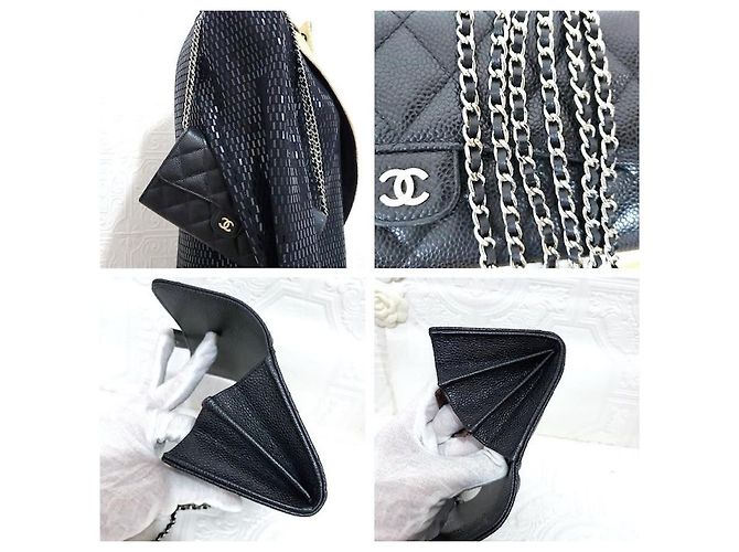 Chanel Zeitlose gesteppte Geldbörse mit Gussetklappe Schwarz - Ansicht 13