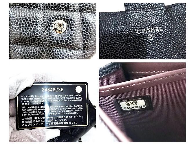 Chanel Zeitlose gesteppte Geldbörse mit Gussetklappe Schwarz - Ansicht 3