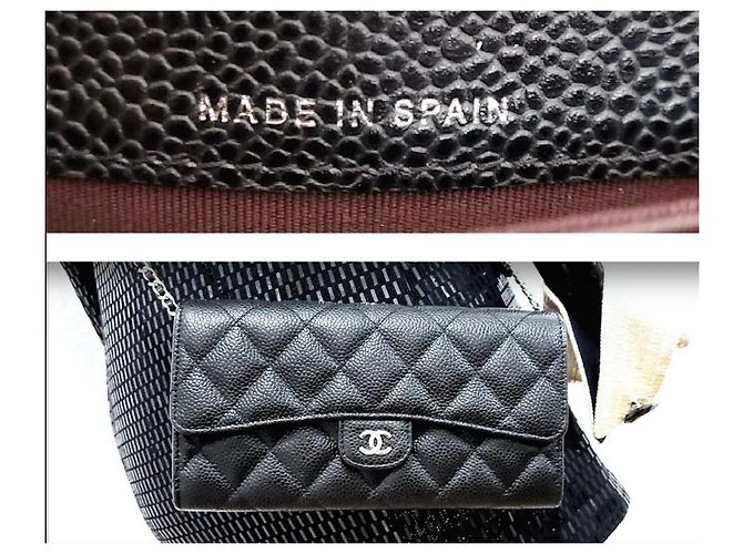 Chanel Zeitlose gesteppte Geldbörse mit Gussetklappe Schwarz - Ansicht 4