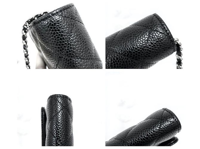 Chanel Zeitlose gesteppte Geldbörse mit Gussetklappe Schwarz - Ansicht 9