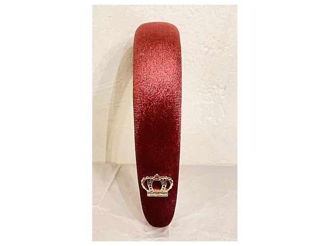 Splendido cerchietto gioiello per capelli DOLCE & GABBANa velluto rosa scuro con stemma D'oro - vista 11