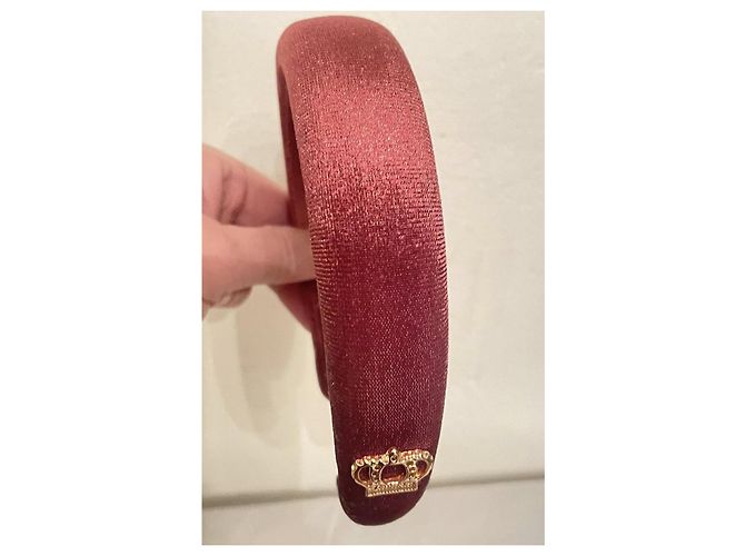 Splendido cerchietto gioiello per capelli DOLCE & GABBANa velluto rosa scuro con stemma D'oro - vista 7